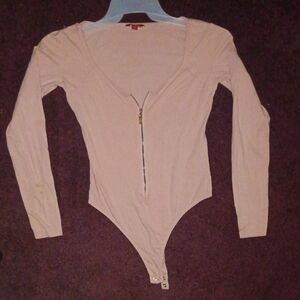 Guess Beige Long Sleeve Bodysuit